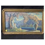 A vintage 1920s art deco color lithograph titled