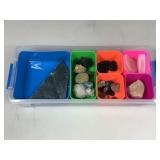 Plastic tray holding 21 different samples of