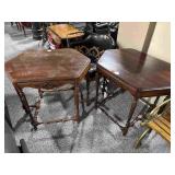 Pair Vtg Hexagonal Wood Side Tables approx. 2.5ft