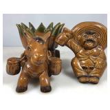 Vtg Glazed Ceramic Tequila Decanter/Bar Set.