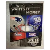NY giants football autographed banner