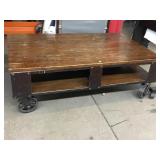 Large Industrial Style Rolling Coffee Table