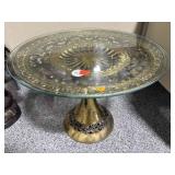 Brass Tazza Glass Top Side Table - approx. 2ft