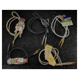 5 Bolo Ties W/shriner Zelzah, Masonic & Kachina