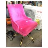 Pink Upholstered Rolling Desk/Vanity Chair