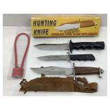 NIB Hunting Knife, Gun Lock and 2 Survival Knives