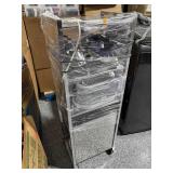 Rolling Shelf with Clothing Irons and Steamer