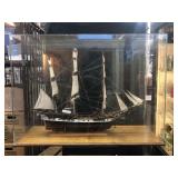 Large USS Essex Wood Model In Acrylic  Display