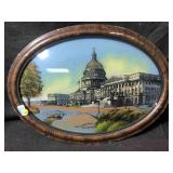 A vintage reverse glass painting of the US