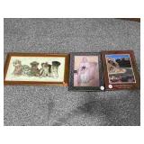Framed Prints and Needlepoint - largest approx.