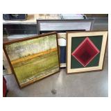 Framed Prints and Needlepoint - Largest approx.