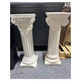 Pair Plaster Pedestals - approx. 2.5ft tall - one