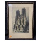 Framed artwork depicting the west front of the