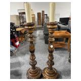 Pair XL Wood Candle Holders with Mounts for