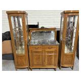 Antique Double Curio Bar Buffet with Marble top,