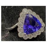 Platinum Diamond & Tanzanite Ring, 4.68ct Tw,