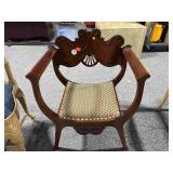Antique Victorian Mahogany Saddle Arm Chair -