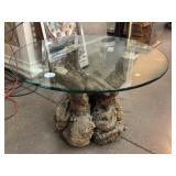 Natural Burlwood Glass Top Accent Table 30in