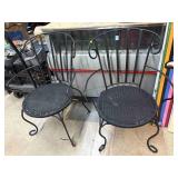 Pair Metal Frame Wicker Seat Patio Chairs