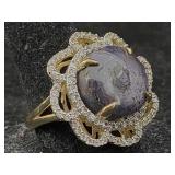 Sterling Vermeil Ruby & Sapphire Ring, 24.03 Ctw,