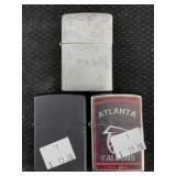 3 Zippo Flip Top Lighters.