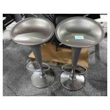 Pair Magis Italy Silver Modern Swivel Bar Stools
