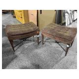 Pair Leopard Print Ottomans with Hobnail Accents