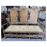 Antique Jacobean Renaissance Triple Love Seat