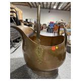 Large Vtg Copper/Brass Coal Scuttle Bucket -