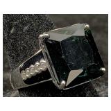 14k White Gold Diamond & Tourmaline Ring, 11.92 Ct