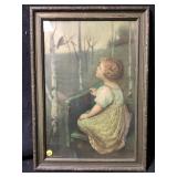 A vintage 1920s lithograph print titled spring