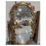Approx 5ft Wide Gold Gilt-Style Wall Mirror -