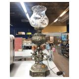 Antique Style Parlor Lamp with Embossed Metal