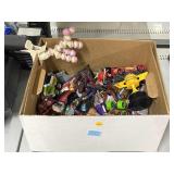 Box of Cars, Figurines, and Toys.