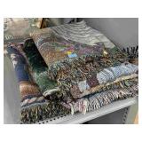 3 Woven Tapestry Throw Blankets.