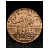1 Oz Pure Copper, Us Standing Liberty Token Design