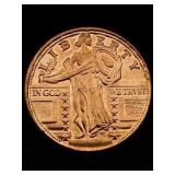 1 Oz Pure Copper, Us Standing Liberty Token Design