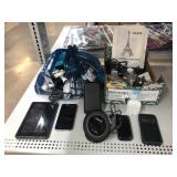 Tablet, Phones, and Assorted Electronics.
