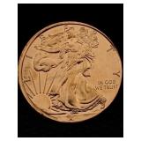 1 Oz Pure Copper, Us Walking Liberty Token Design