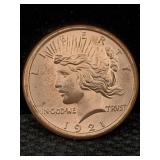 1 Oz Pure Copper, Us Peace Token Design