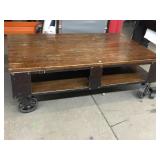Large Industrial Style Rolling Coffee Table