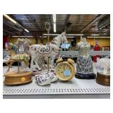 Ceramic Horse Music Box, Figurines, and Assorted