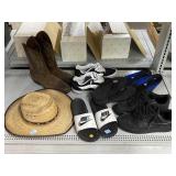 Nike Slides Size 13, Cowboy Boots Size 13, Straw