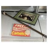 Vintage Camel Case, Walking Stick, and Photo.