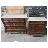 1880ï¿½s Victorian Buffet and Bar Set with Marble