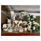 Assorted Home Decor. Faux Flowers, Easter Decor &