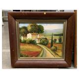 Vintage Framed Painting Of Countryside. Approx 30