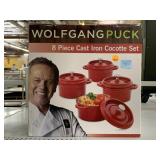 NIB Wolfgang Puck 8Pc Cast Iron Cocotte Set.