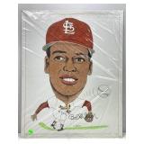 bob gibson cartoon caricature autographed
