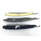 3 Vtg Straight Razors. Geneva Cutlery, Henry